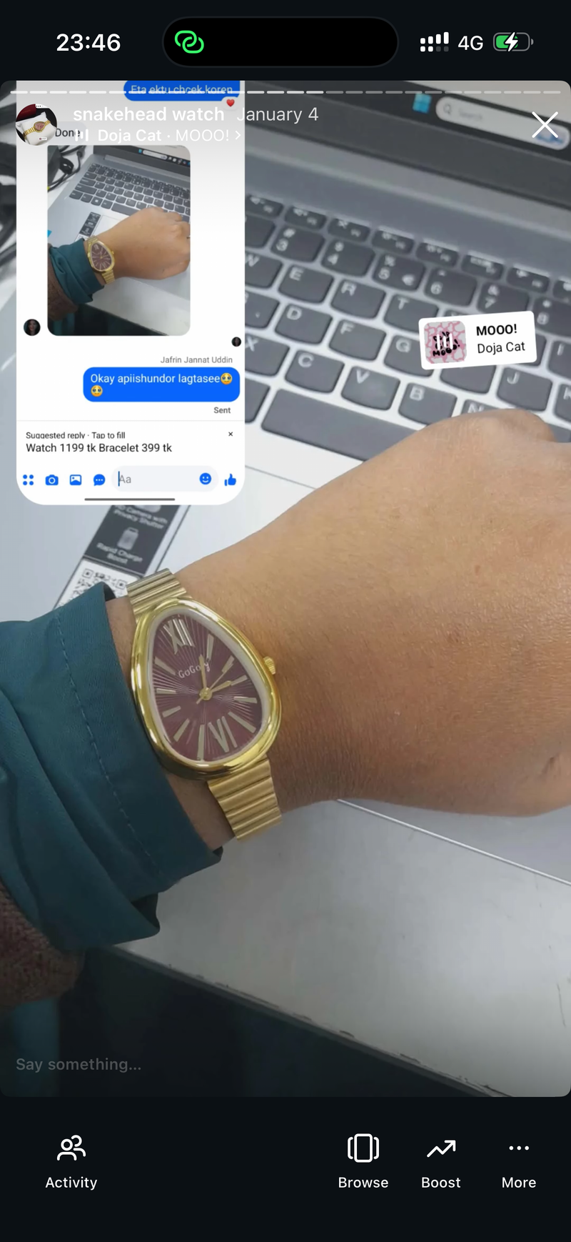 Maroon snakehead + Clover Bracelet (Free)+ Mystery Ring (Free)