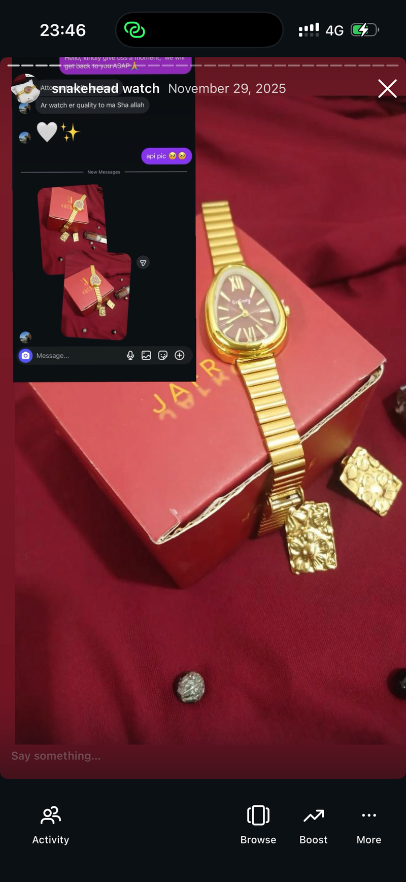Maroon snakehead + Clover Bracelet (Free)+ Mystery Ring (Free)