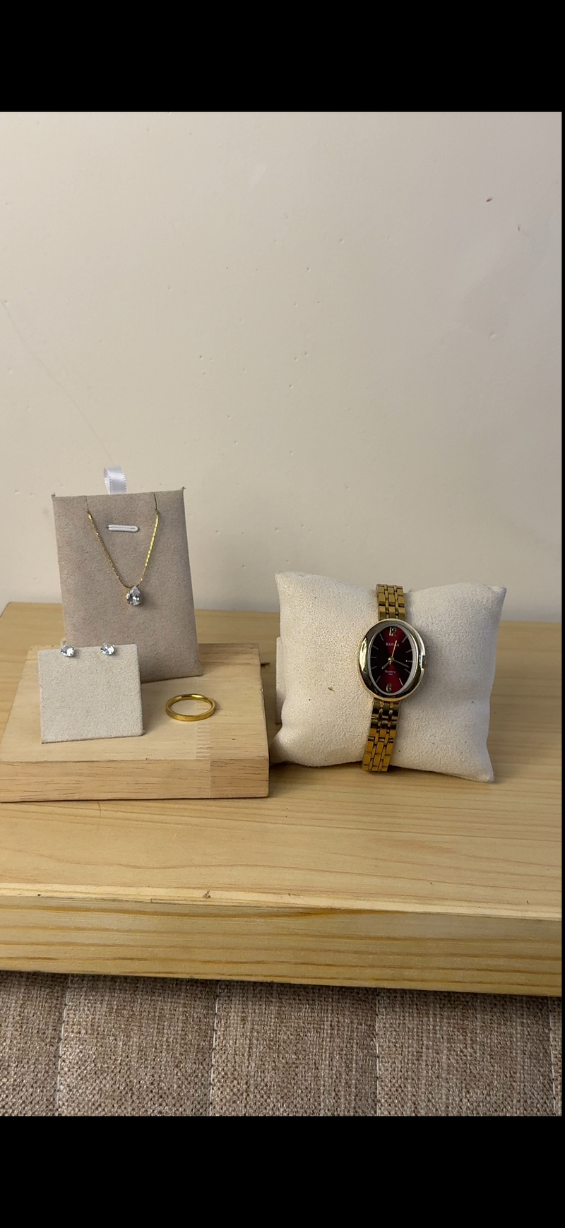 Barsh maroon oval Watch + Necklace (Free) + Earing (Free) + Mystery Ring (Free)