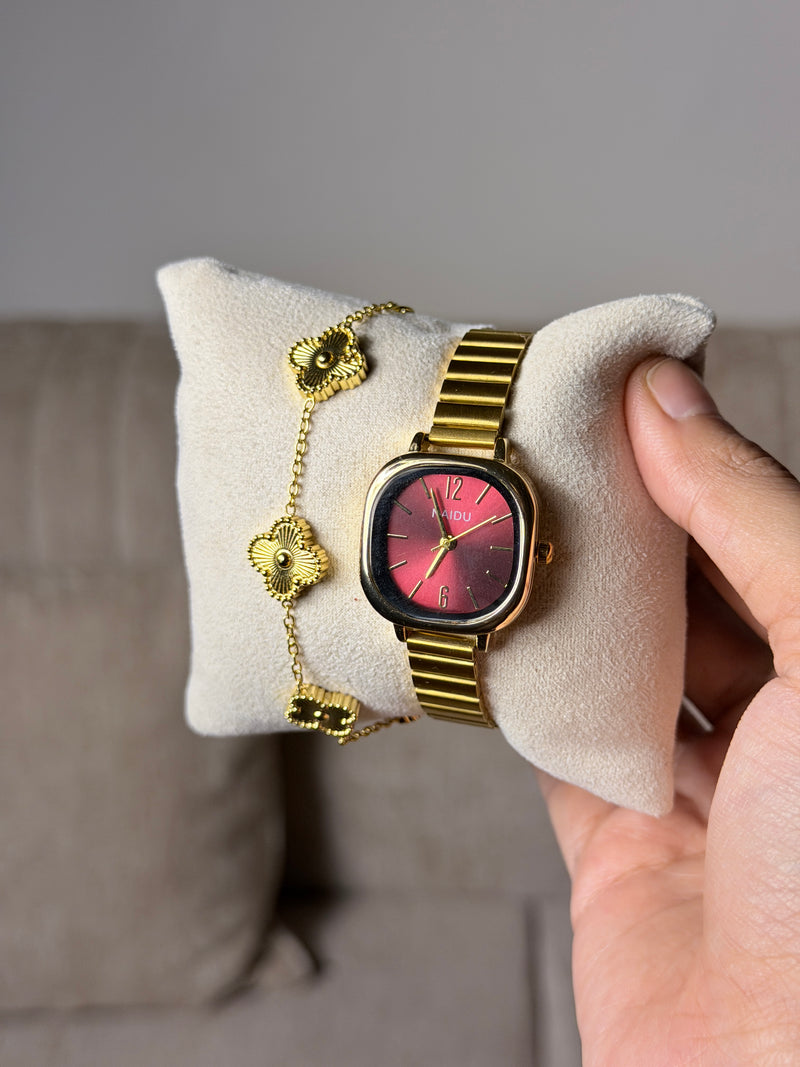 Naidu  red dial + Get 1 cartier belt watch (70% off)