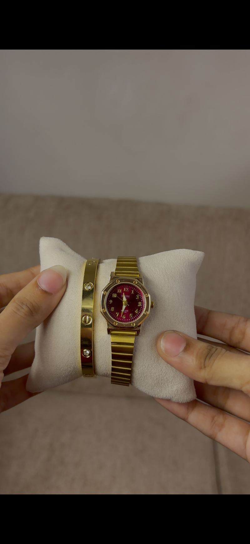 Barsh red dial watch + Cartier love bracelet free