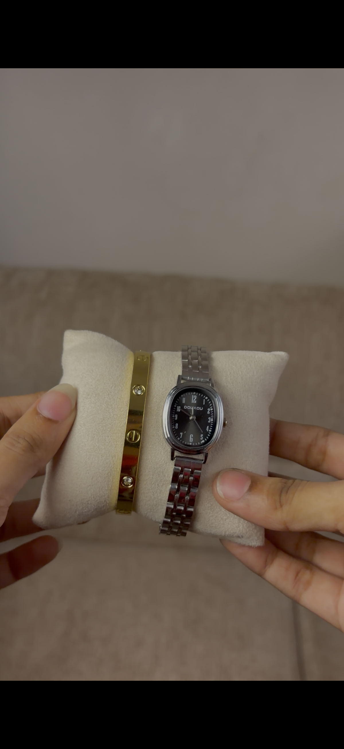 Doukou black dial watch + Cartier love bracelet free
