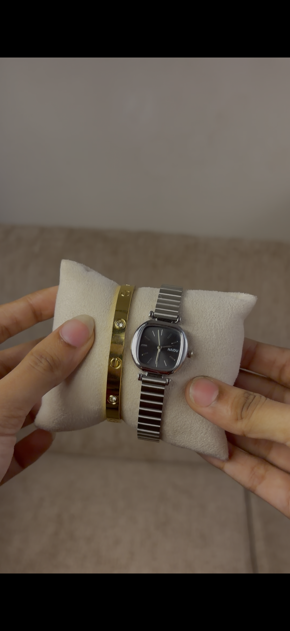 Gogoey black square watch + Cartier love bracelet free