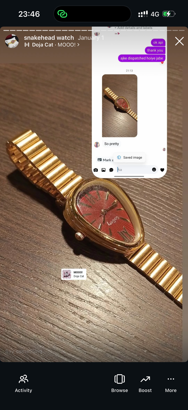 Maroon snakehead + Clover Bracelet (Free)+ Mystery Ring (Free)