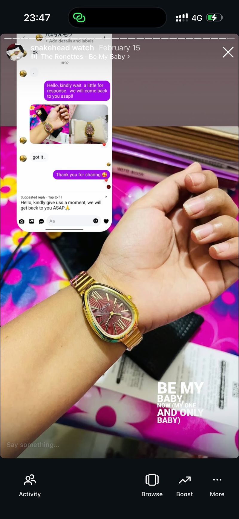 Maroon snakehead + Clover Bracelet (Free)+ Mystery Ring (Free)