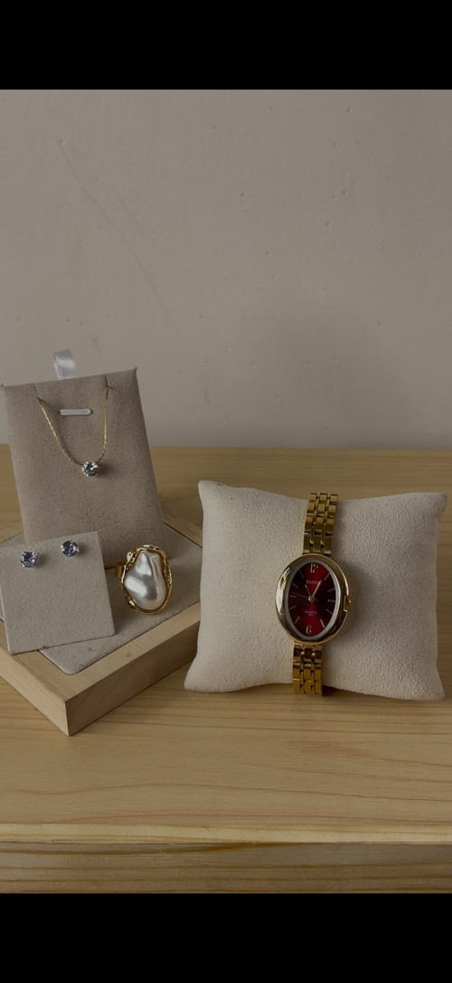 Barsh maroon oval Watch + Necklace (Free) + Earing (Free) + Mystery Ring (Free)