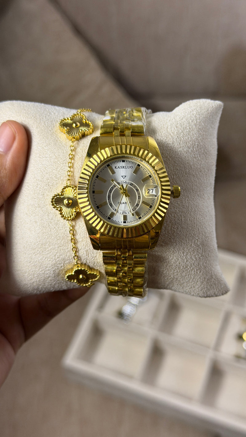 KASRLUO Gold + Clover Bracelet (Free)+ Mystery Ring(Free)