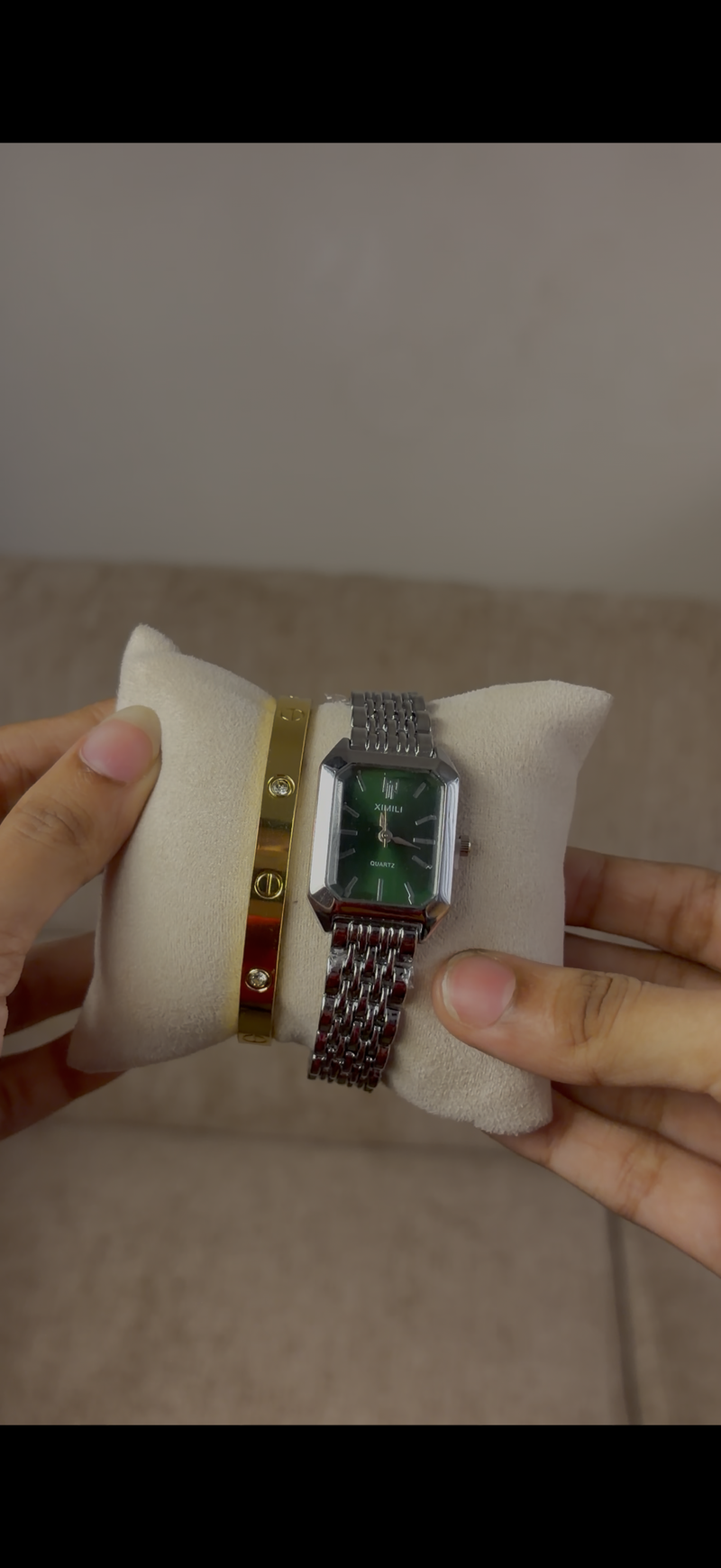 Ximili green dial watch + Cartier love bracelet free