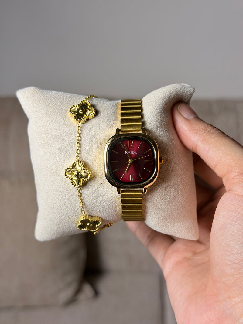 Naidu  red dial + Get 1 cartier belt watch (70% off)