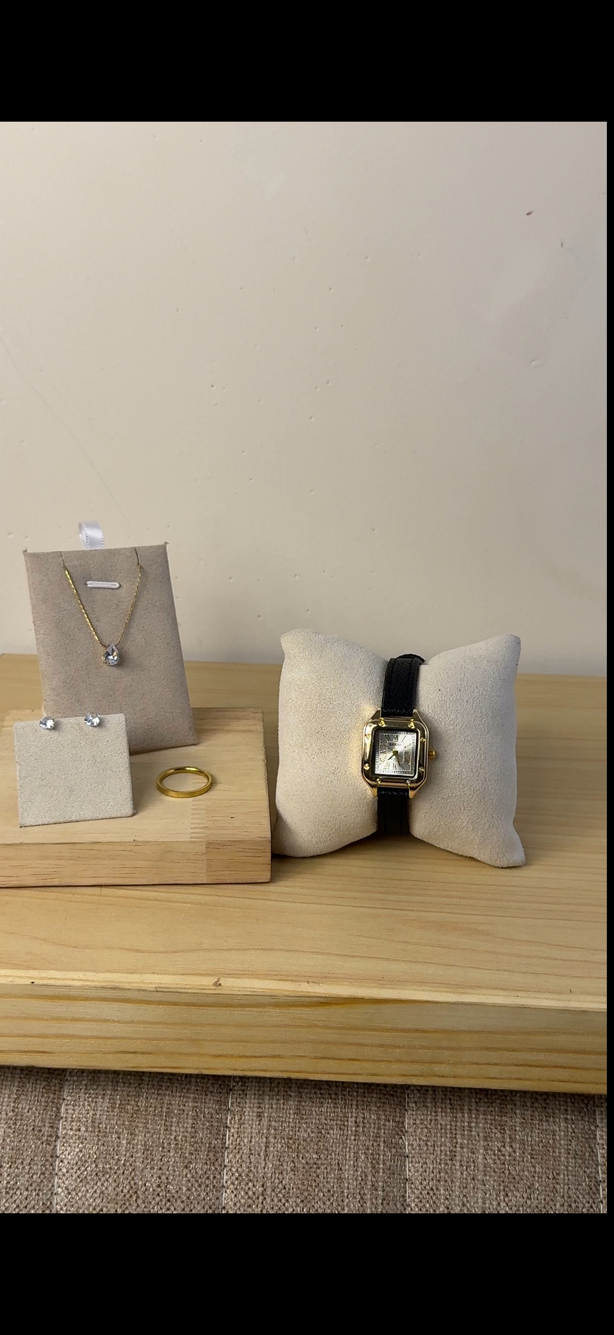Barsh black belt gold border Watch + Necklace (Free) + Earing (Free) + Mystery Ring (Free)