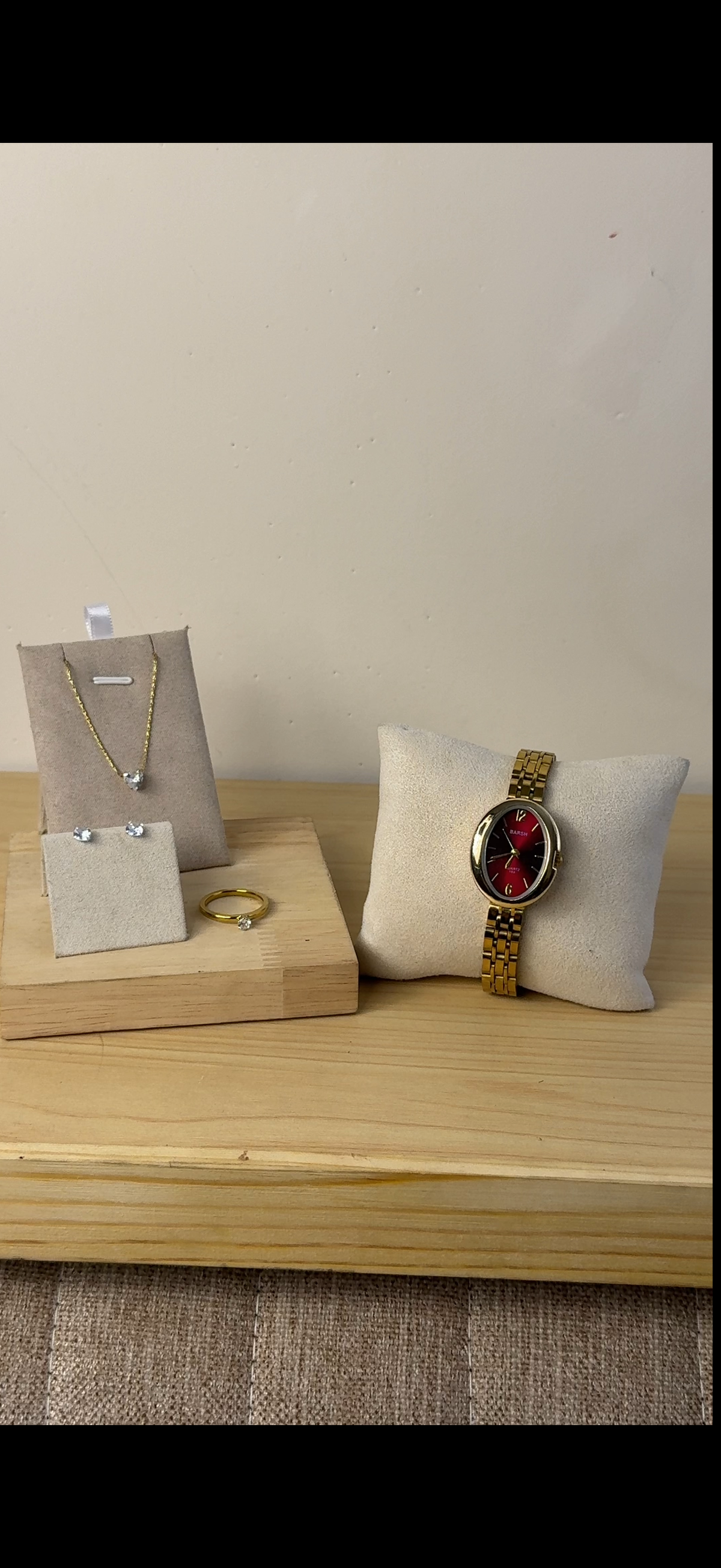 Barsh maroon oval Watch + Necklace (Free) + Earing (Free) + Mystery Ring (Free)