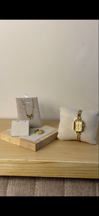 Eliyana golden Rectangular watch +   Necklace  + Earing + Mystery Ring (Free)