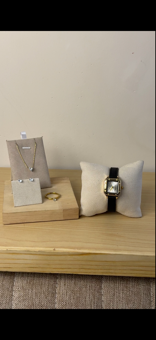 Barsh black belt gold border Watch + Necklace (Free) + Earing (Free) + Mystery Ring (Free)