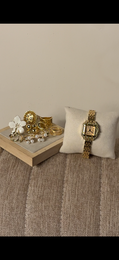 Eliyanaaa Golden + ৫টি hibiscus & Pearl Ring set free পান