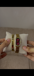 Barsh oval red dial watch + Cartier love bracelet free