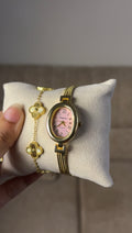 Eliyina Pink oval + Clover Bracelet (Free) + Mystery Ring (Free)