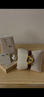 Gogoey brown belt Watch + Necklace (Free) + Earing (Free) + Mystery Ring (Free)