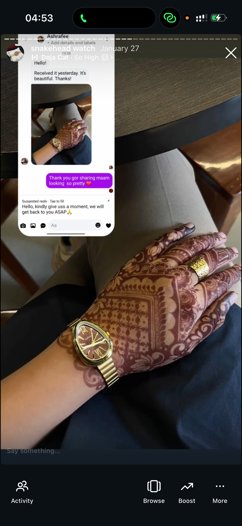 Maroon snakehead + Clover Bracelet (Free)+ Mystery Ring (Free)