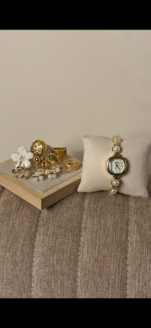 Disu Square pearl +৫টি hibiscus & Pearl Ring set free পান