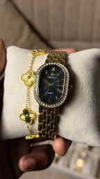 GREALY Black Golden + Clover Bracelet (Free)+ Mystery Ring(Free)