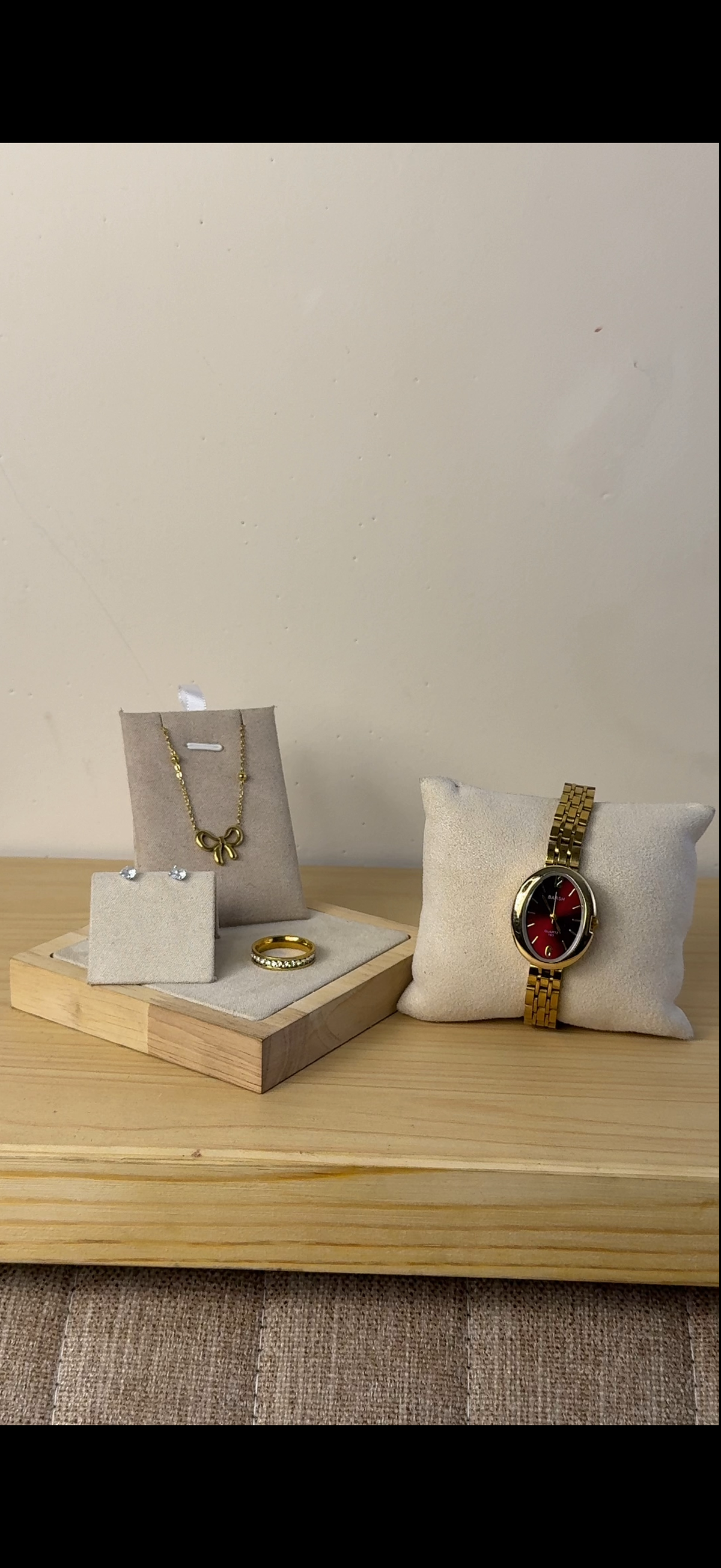 Barsh maroon oval Watch + Necklace (Free) + Earing (Free) + Mystery Ring (Free)