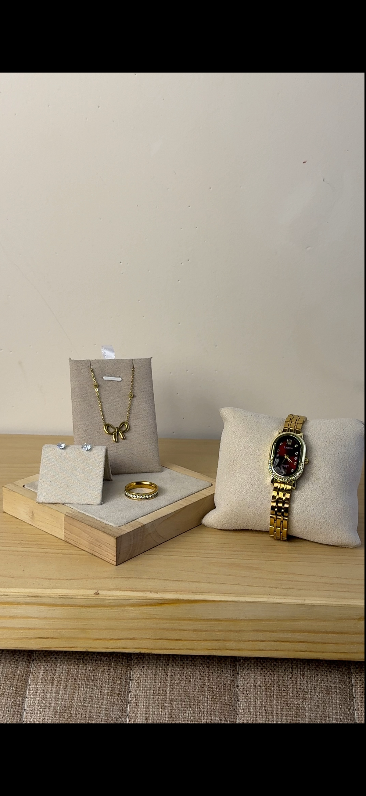 Barsh maroon oval Watch + Necklace (Free) + Earing (Free) + Mystery Ring (Free)