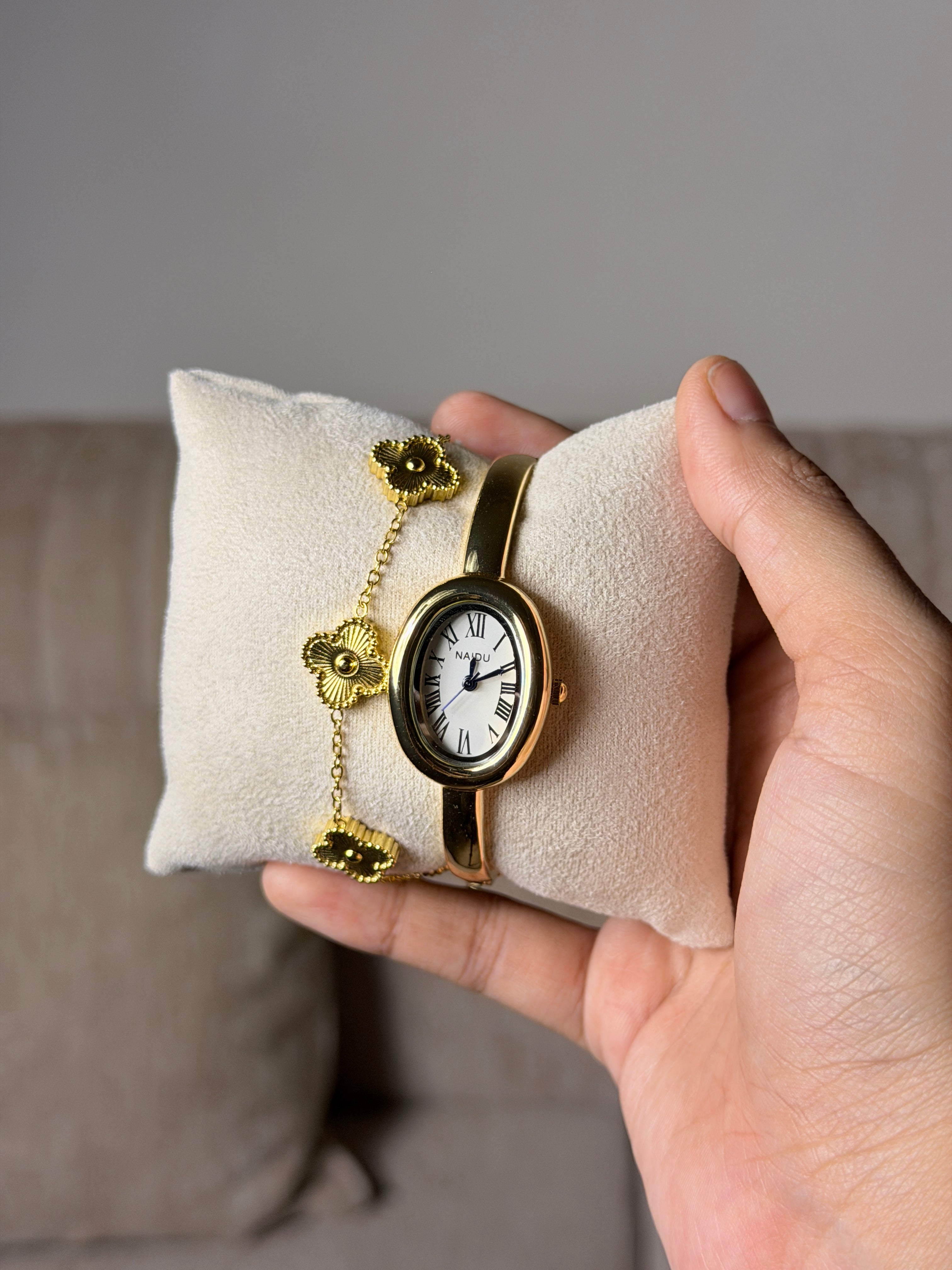 Naidu cuff watch + Clover Bracelet (Free)+ Mystery Ring (Free)