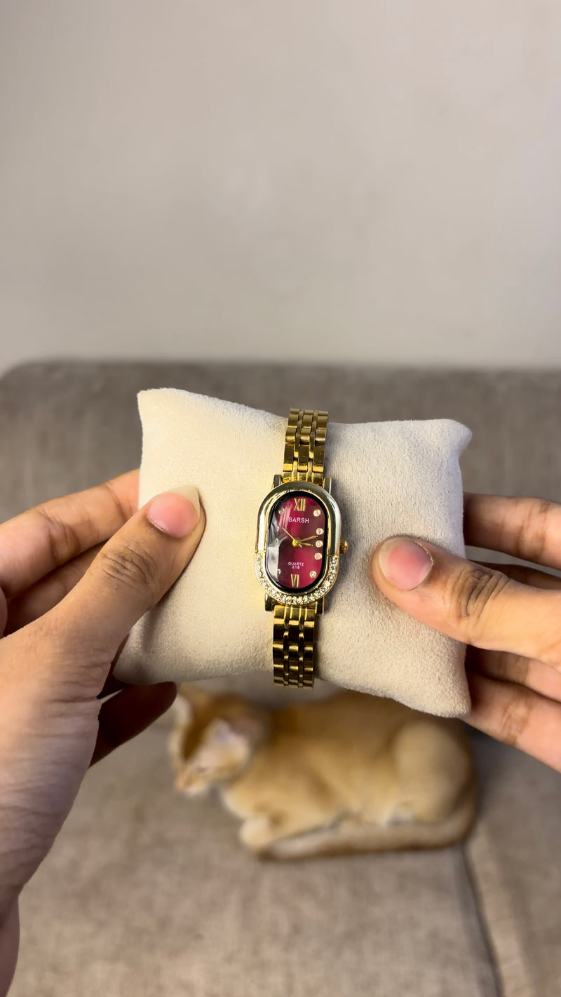 Barsh Maroon Stone Oval