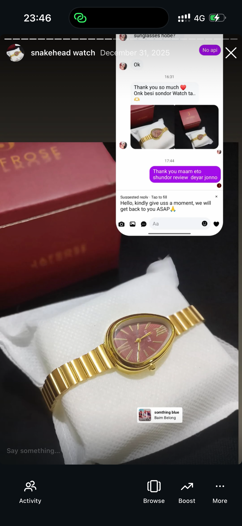 Maroon snakehead + Clover Bracelet (Free)+ Mystery Ring (Free)