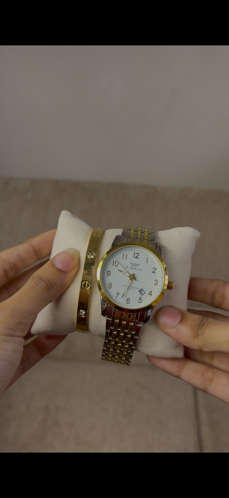 Pinhao gold& silver mixed watch + Cartier love bracelet free