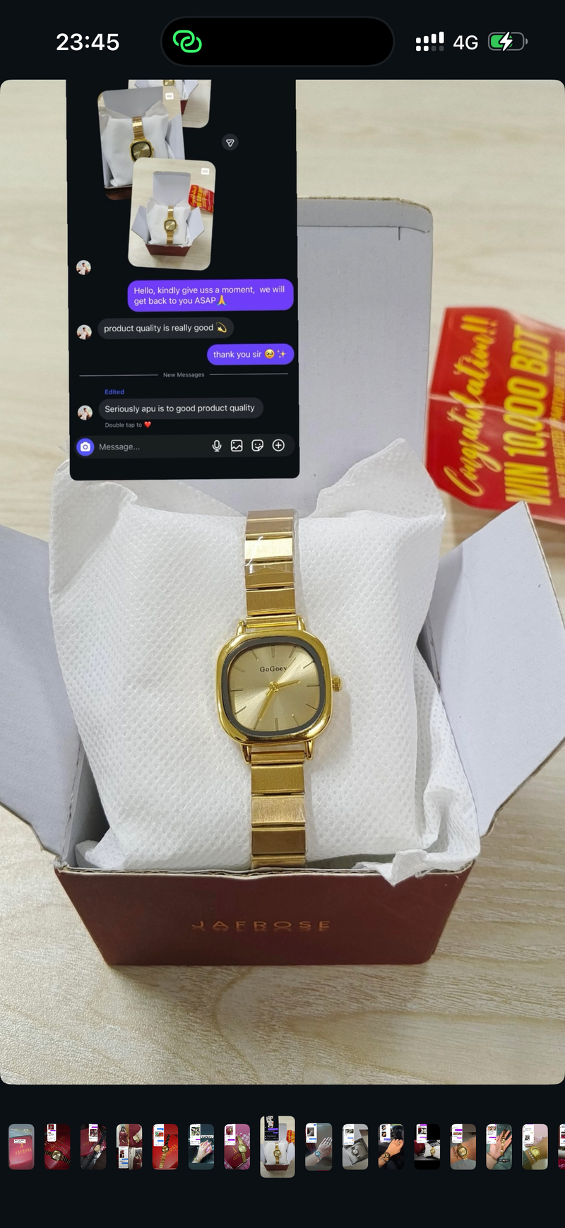 (Gogoey  square combo)  .  Buy 1 Watch ⌚
Get 2 Jewellery FREE 💍🍀
(Ring + Clover Bracelet)