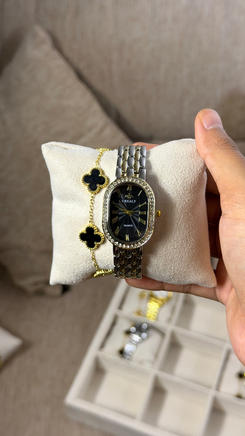 GREALY Black silver +Get 1 cartier belt watch (70% off)