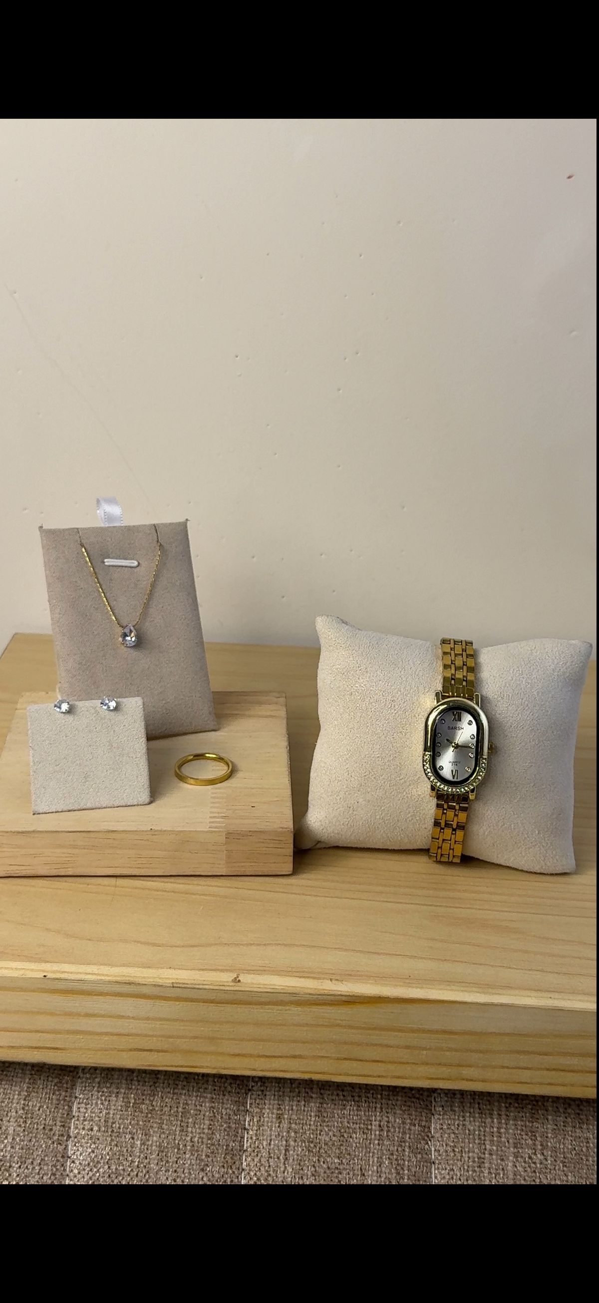 Barsh oval Watch + Necklace (Free) + Earing (Free) + Mystery Ring (Free)