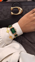 Green Emerald Cut + Clover Bracelet (Free)+ Mystery Ring(Free)