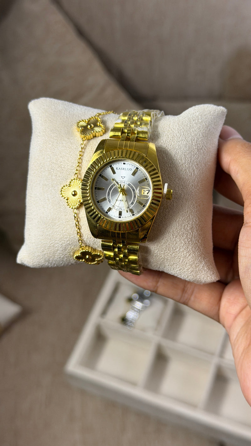 KASRLUO Gold + Clover Bracelet (Free)+ Mystery Ring(Free)