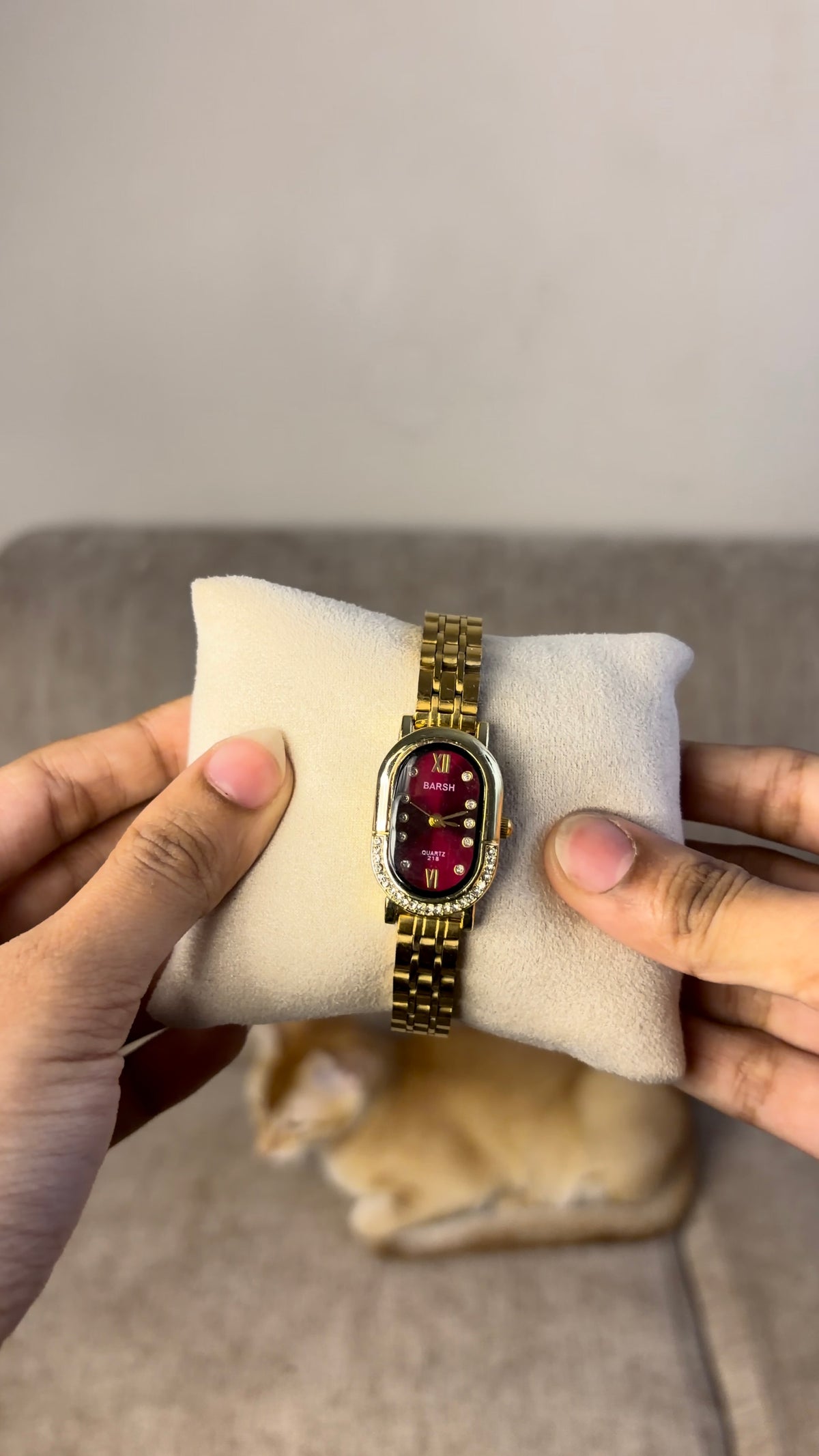 Barsh Maroon Stone Oval