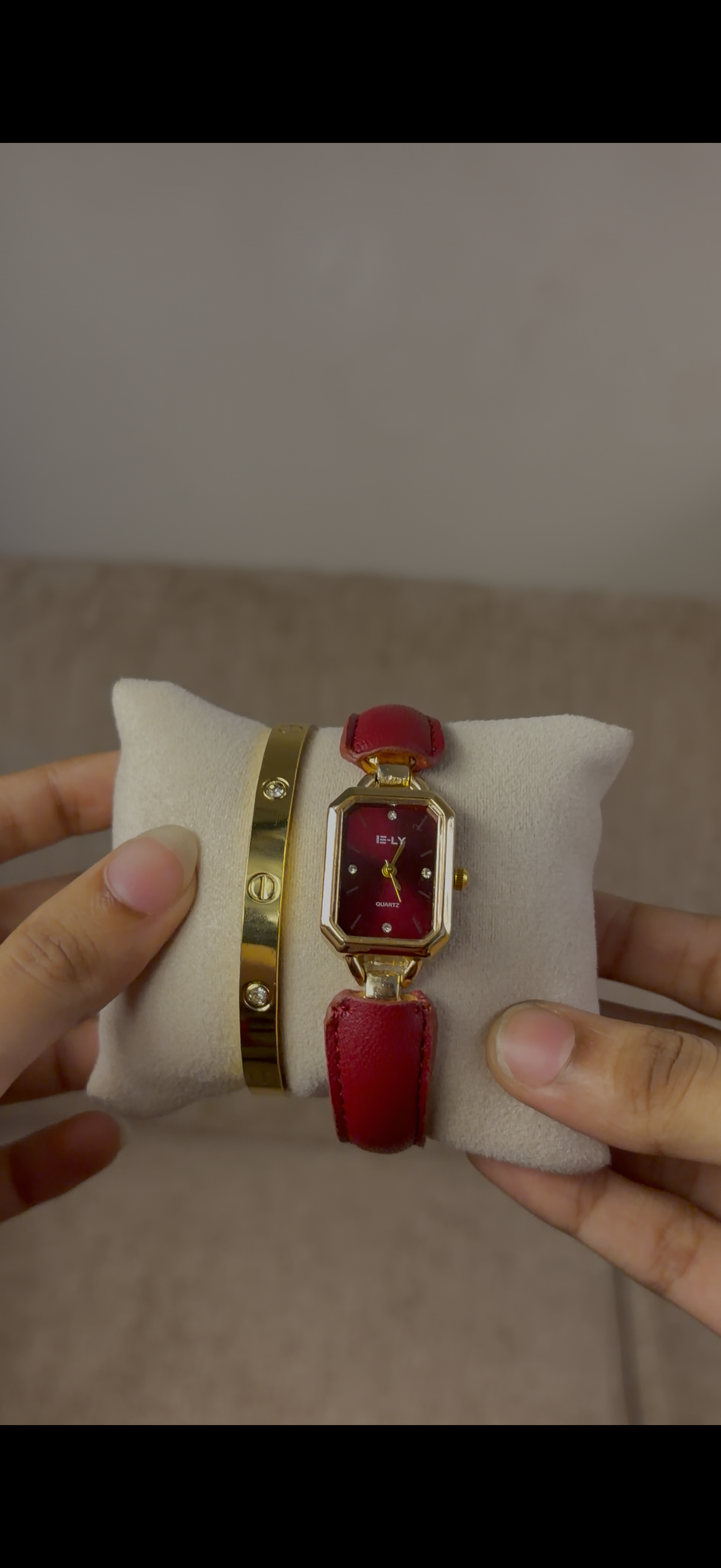 Iely burgundy watch + Cartier love bracelet free