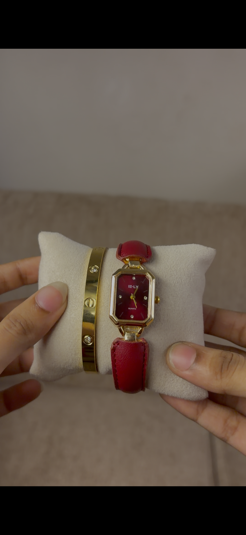 Iely burgundy watch + Cartier love bracelet free