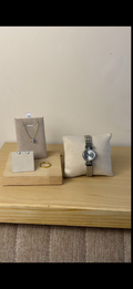 Gogoey silver round Watch + Necklace (Free) + Earing (Free) + Mystery Ring (Free)