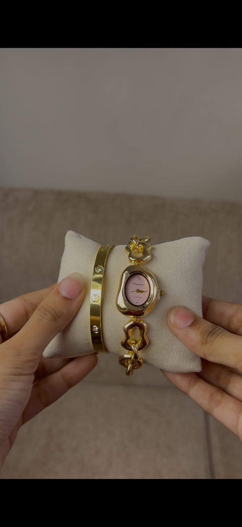 Eliyana gold bean watch + Cartier love bracelet free