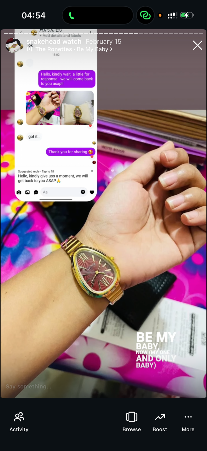 Maroon snakehead + Clover Bracelet (Free)+ Mystery Ring (Free)