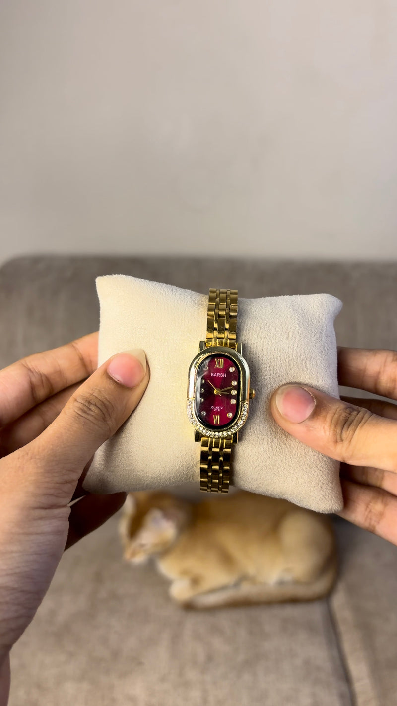 Barsh Maroon Stone Oval