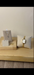 Eliyana white Rectangular watch  + Necklace  + Earing + Mystery Ring (Free)