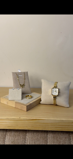 Eliyana white Rectangular watch  + Necklace  + Earing + Mystery Ring (Free)