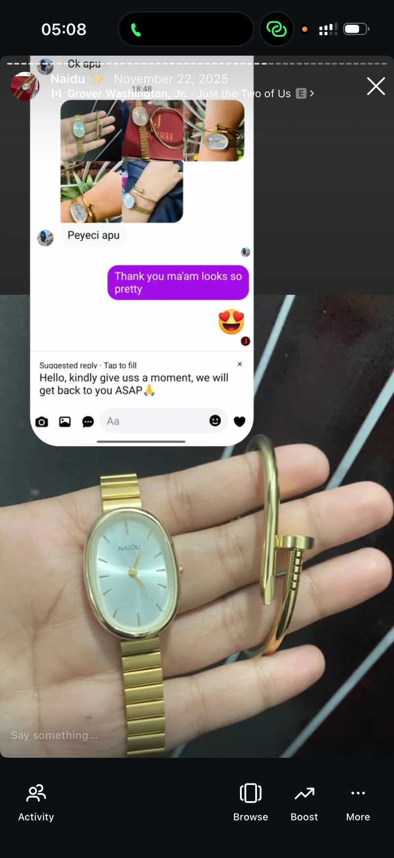 Naidu oval + Clover Bracelet (Free)+ Mystery Ring (Free)