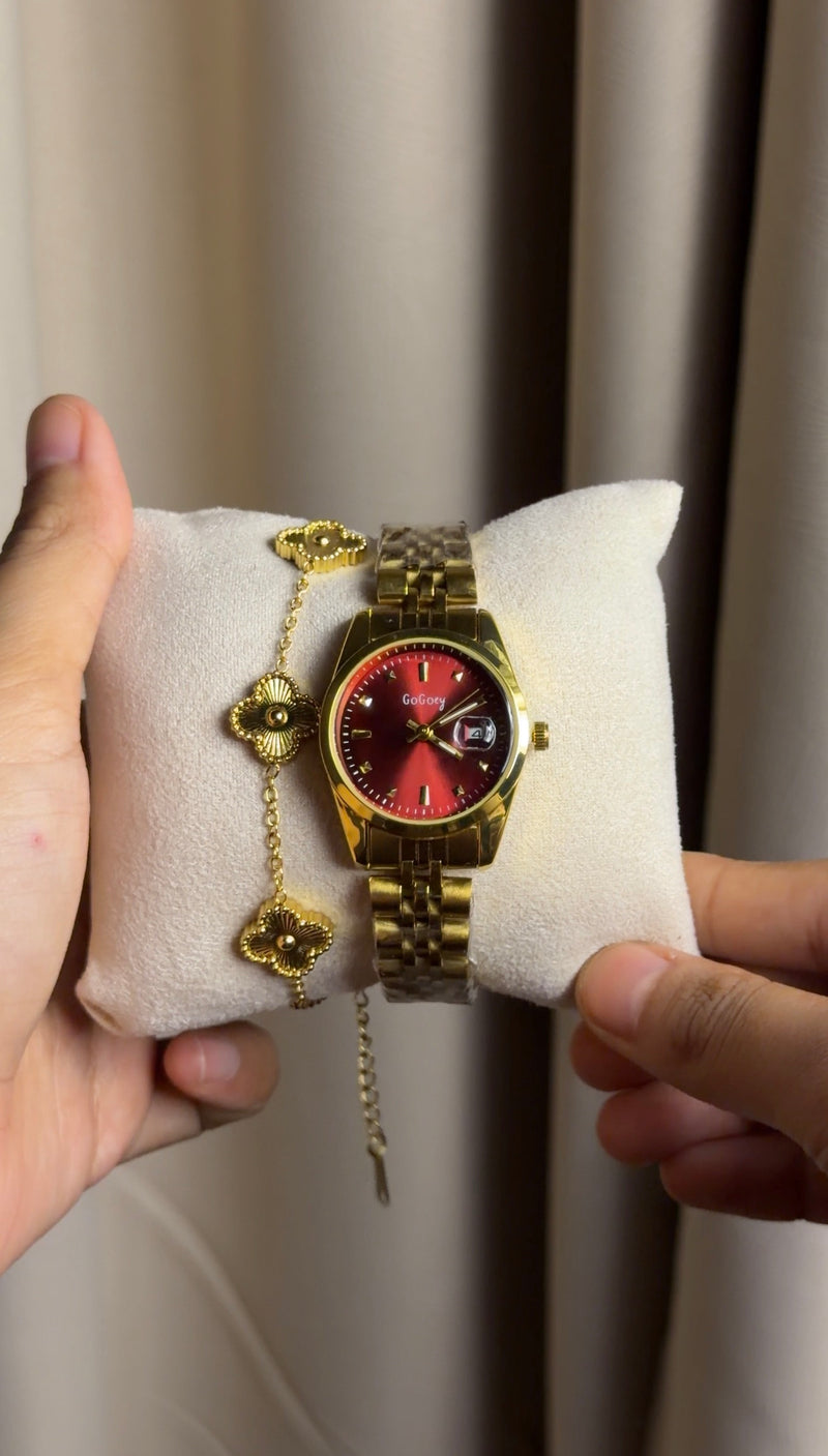 Gogey Queno Maroon + Clover Bracelet (Free)+ Mystery Ring(Free)