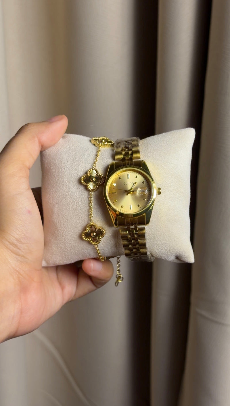 Gogey Queno Gold + Clover Bracelet (Free)+ Mystery Ring(Free)