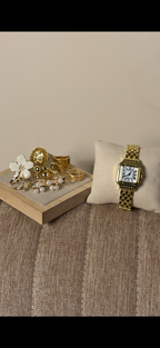 Quartz golden watch  +   ৫টি Petal & Pearl Ring set free পান