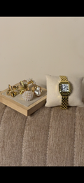 Quartz golden watch  +   ৫টি Petal & Pearl Ring set free পান