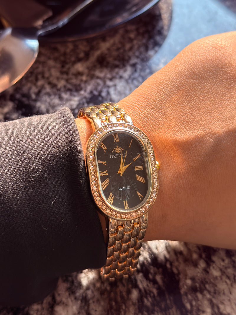 GREALY Black Golden + Clover Bracelet (Free)+ Mystery Ring(Free)